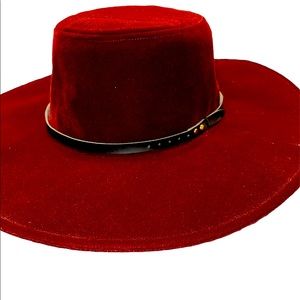 Worn once, velvet burgundy Free People fall hat. Kept in original bag.